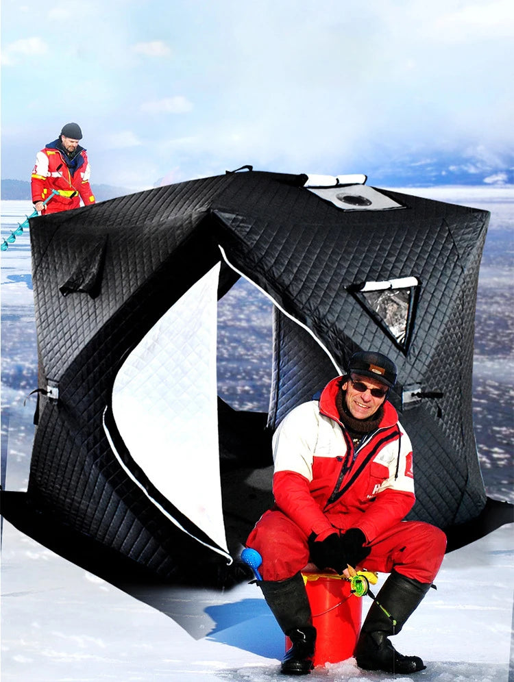 Insulated Pop-Up Ice Fishing Tent — Stove Jack, 4-Person