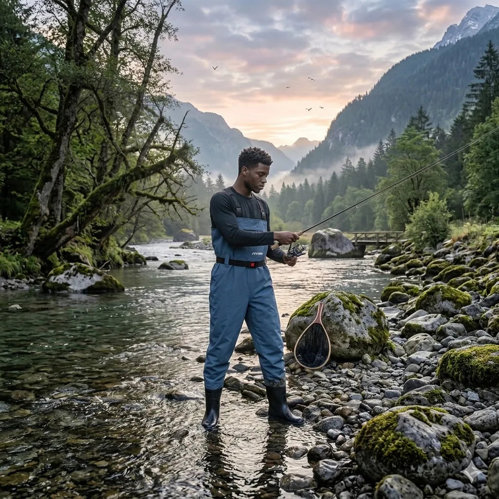 Bootfoot Chest Waders - Waterproof Nylon, Attached Boots