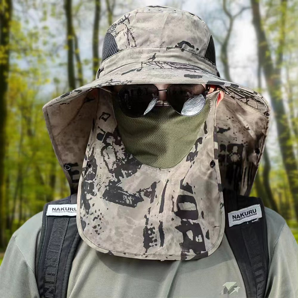 Sun Protection Fishing Hat - Removable Face Cover & Neck Flap