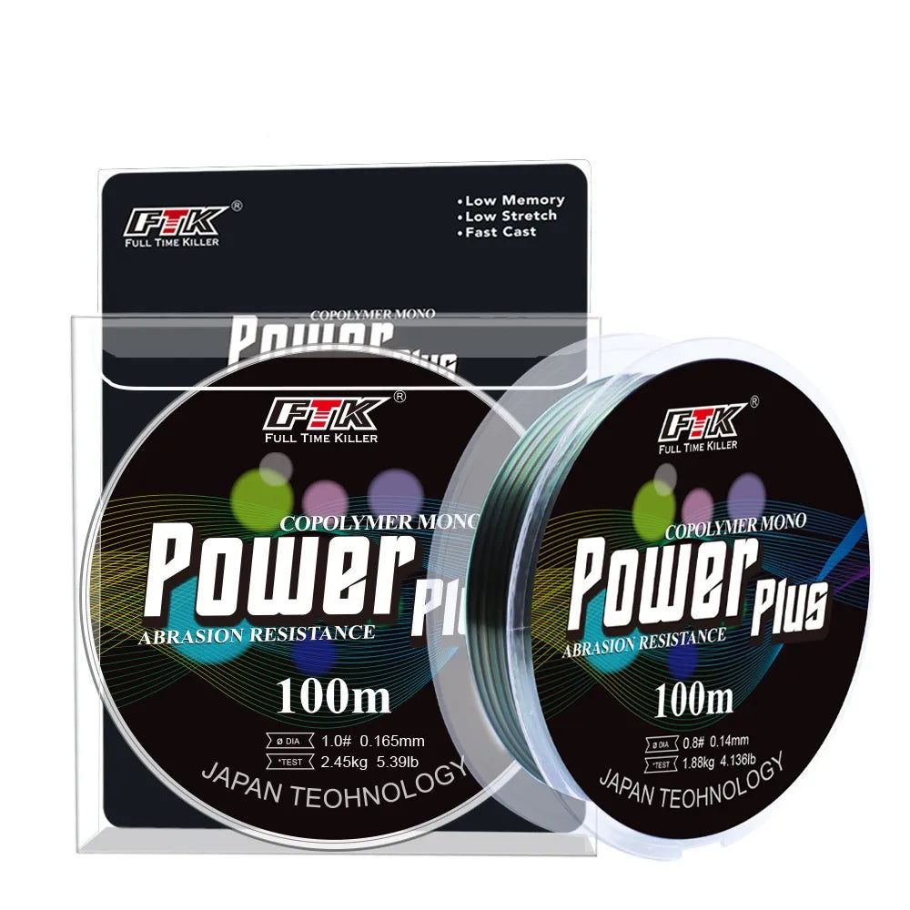 Fluorocarbon-Coated Fishing Line — 100m Low-Vis Nylon
