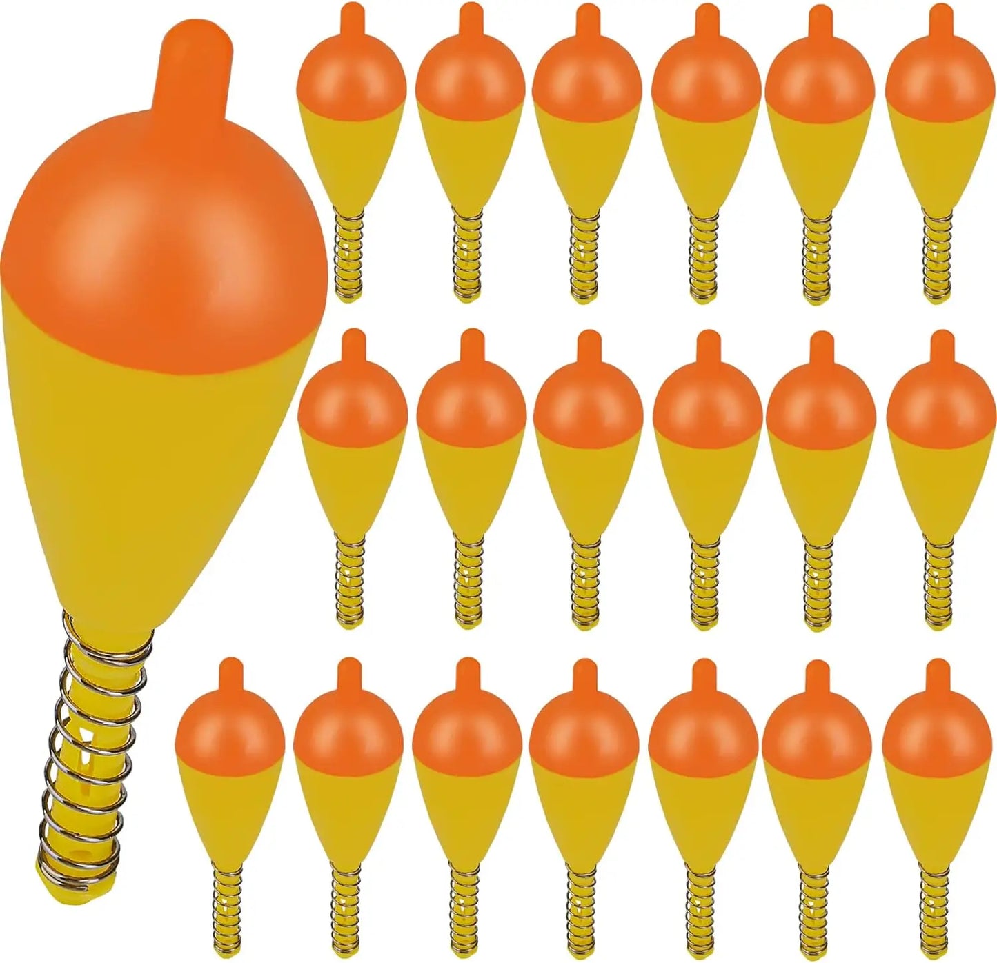 Spring Bobber Float Set - 20 Pack, High-Vis Panfish Floats