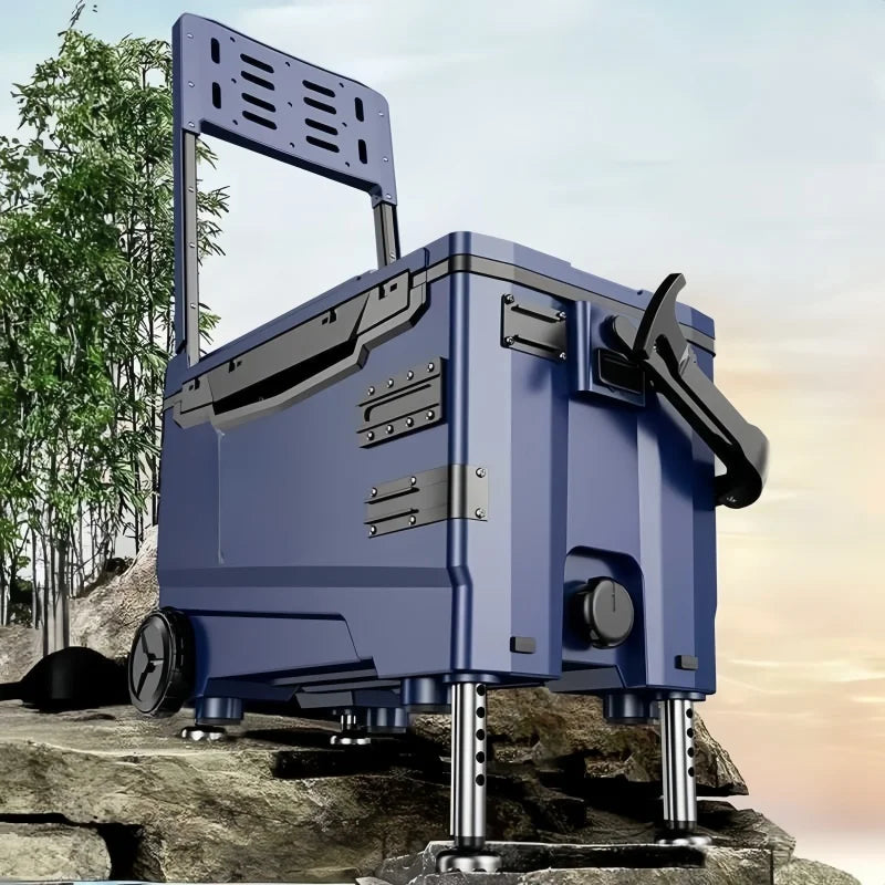 Fishing Seat Box Station — Backrest, Legs & Wheels