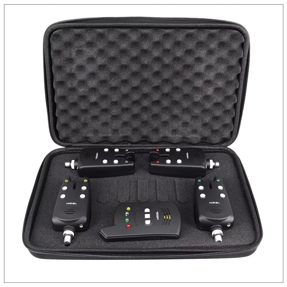 Wireless Carp Bite Alarm Set — 4 Alarms + Receiver, Case