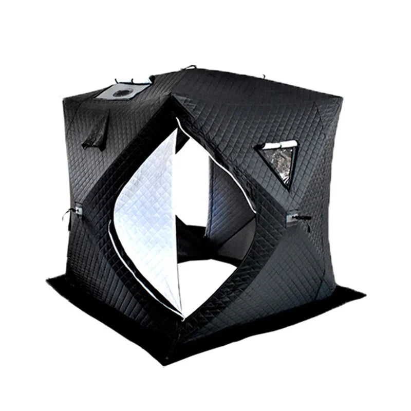 Insulated Pop-Up Ice Fishing Tent — Stove Jack, 4-Person