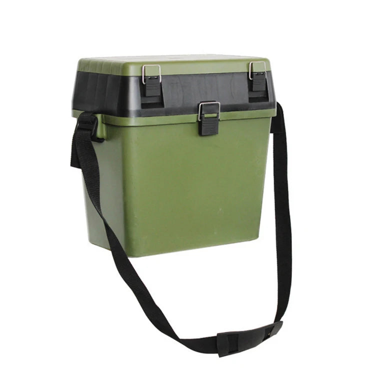 Fishing Seat Box — Tackle Storage, Trays & Shoulder Strap