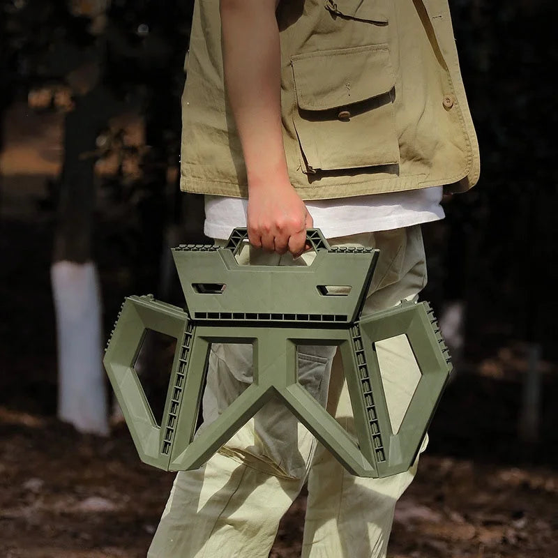 Folding Camp Stool - Compact Carry-Handle Seat