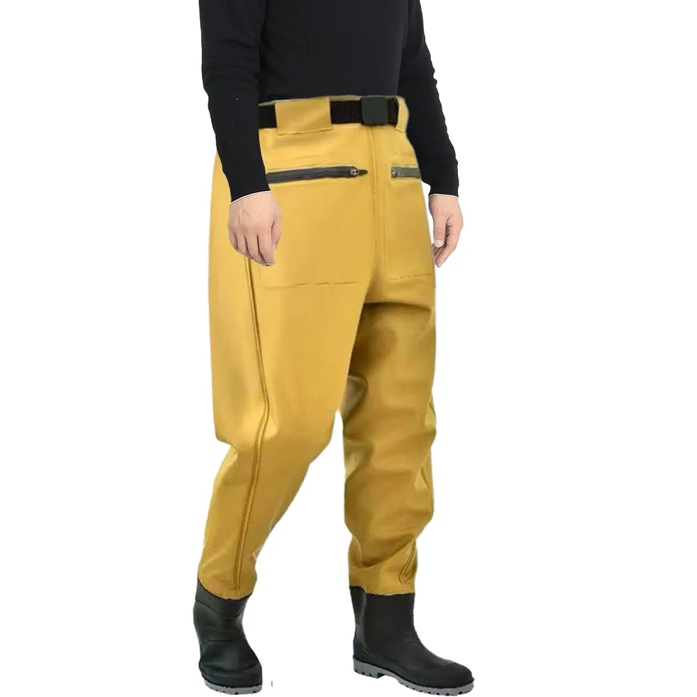 PVC Bootfoot Chest Waders — Waterproof, Boots Attached