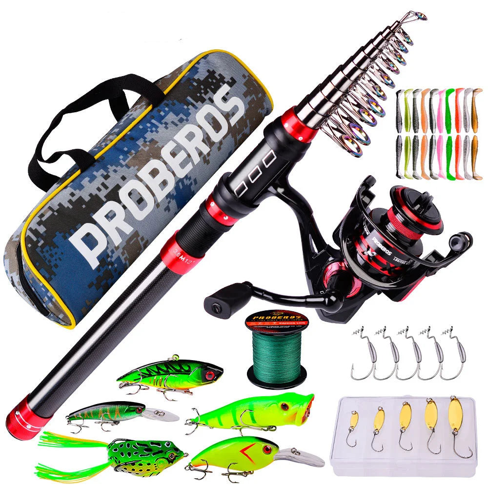 Telescopic Fishing Rod & Reel Combo Kit with Lures & Bag