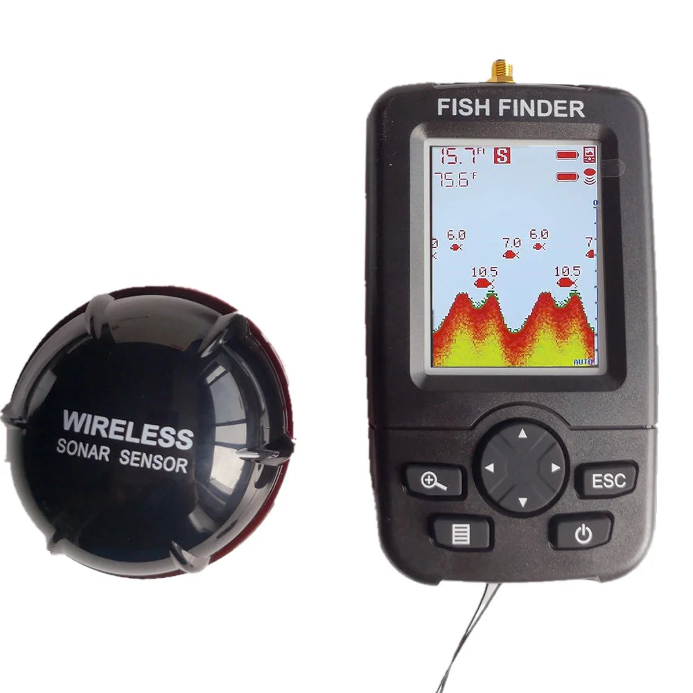 Wireless Sonar Fish Finder — Handheld LCD, 130ft Depth
