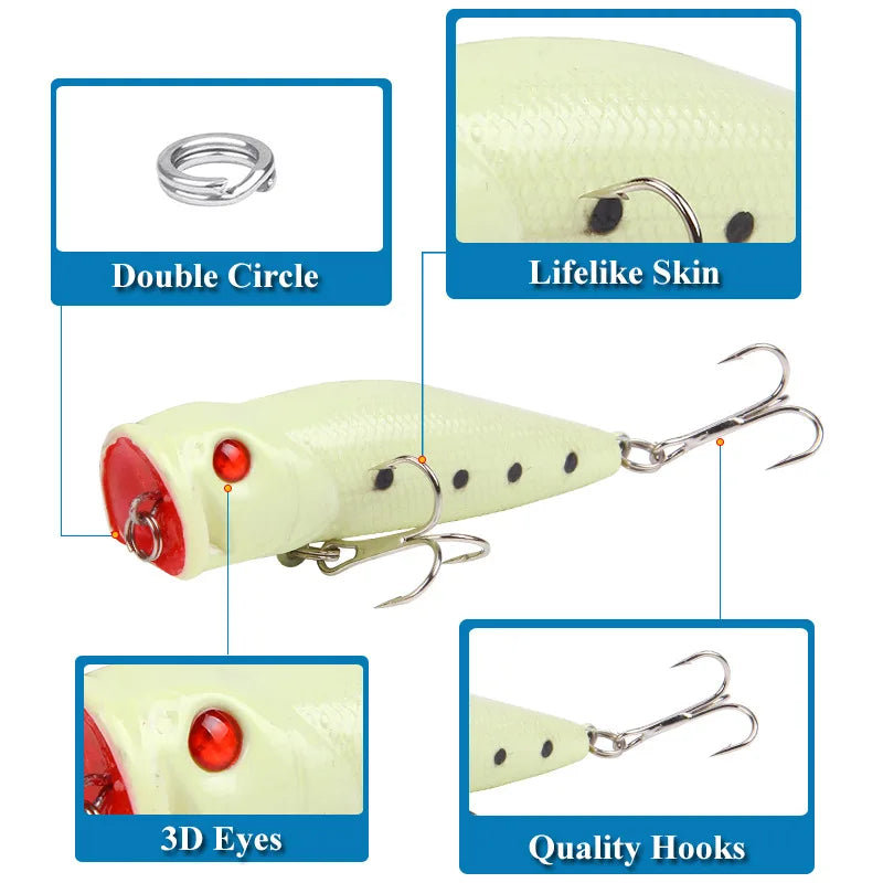 Glow Fishing Lure Kit — 5 Luminous Hard Baits, Night Bite
