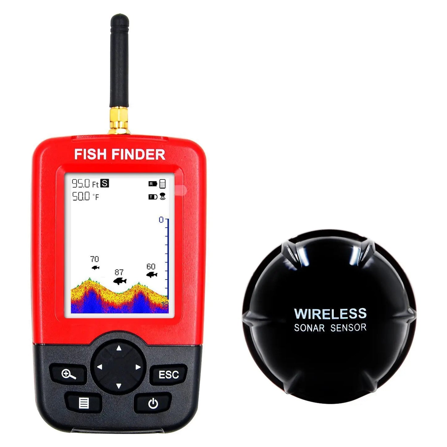 Wireless Sonar Fish Finder — Handheld LCD, 130ft Depth