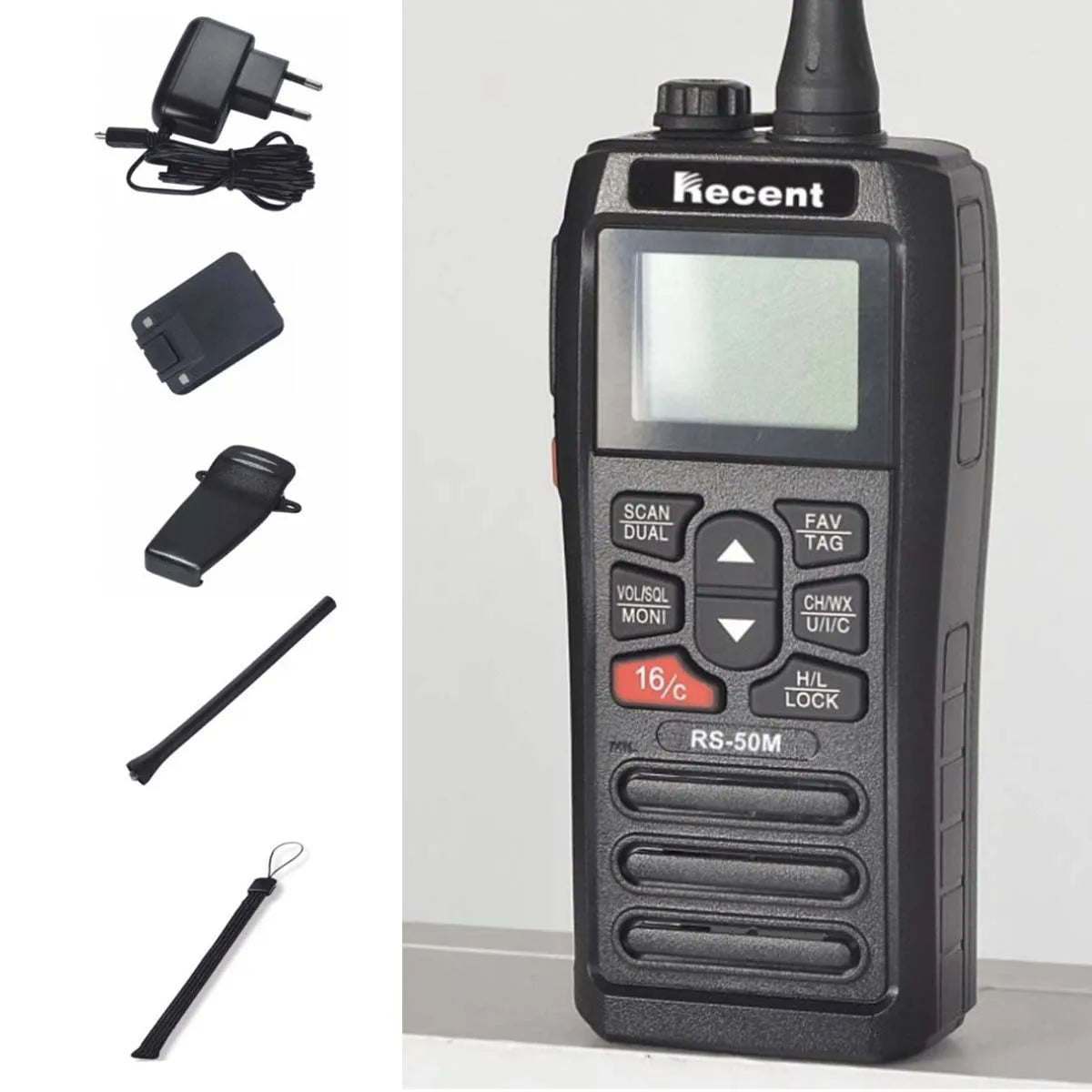 Floating VHF Marine Radio — IPX7, Flash Alarm, USB Charge