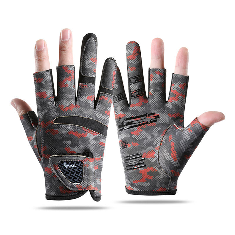 Fishing Gloves — 3-Cut Finger, Sun-Block & Non-Slip Grip