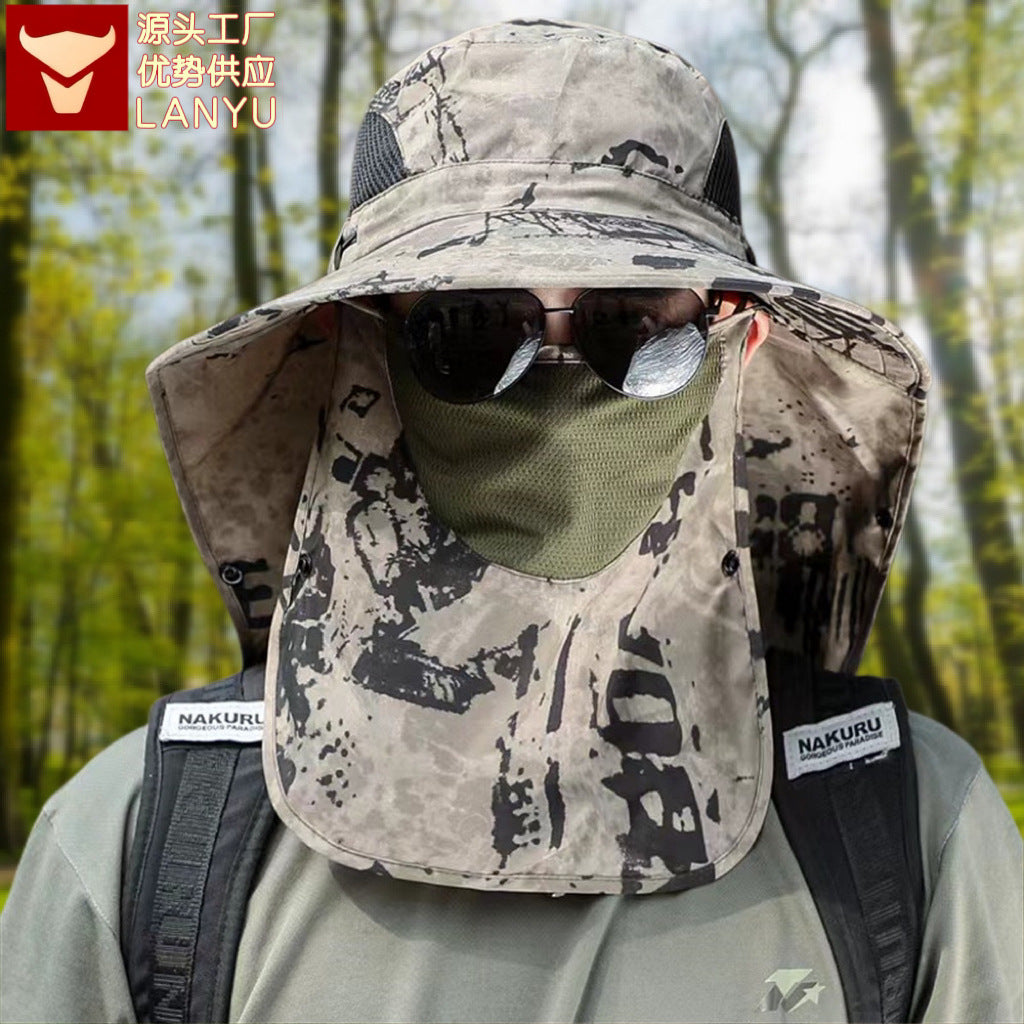 Sun Protection Fishing Hat - Removable Face Cover & Neck Flap