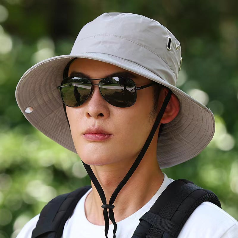 Wide-Brim Boonie Fishing Hat - UPF Sun Shade, Chin Strap