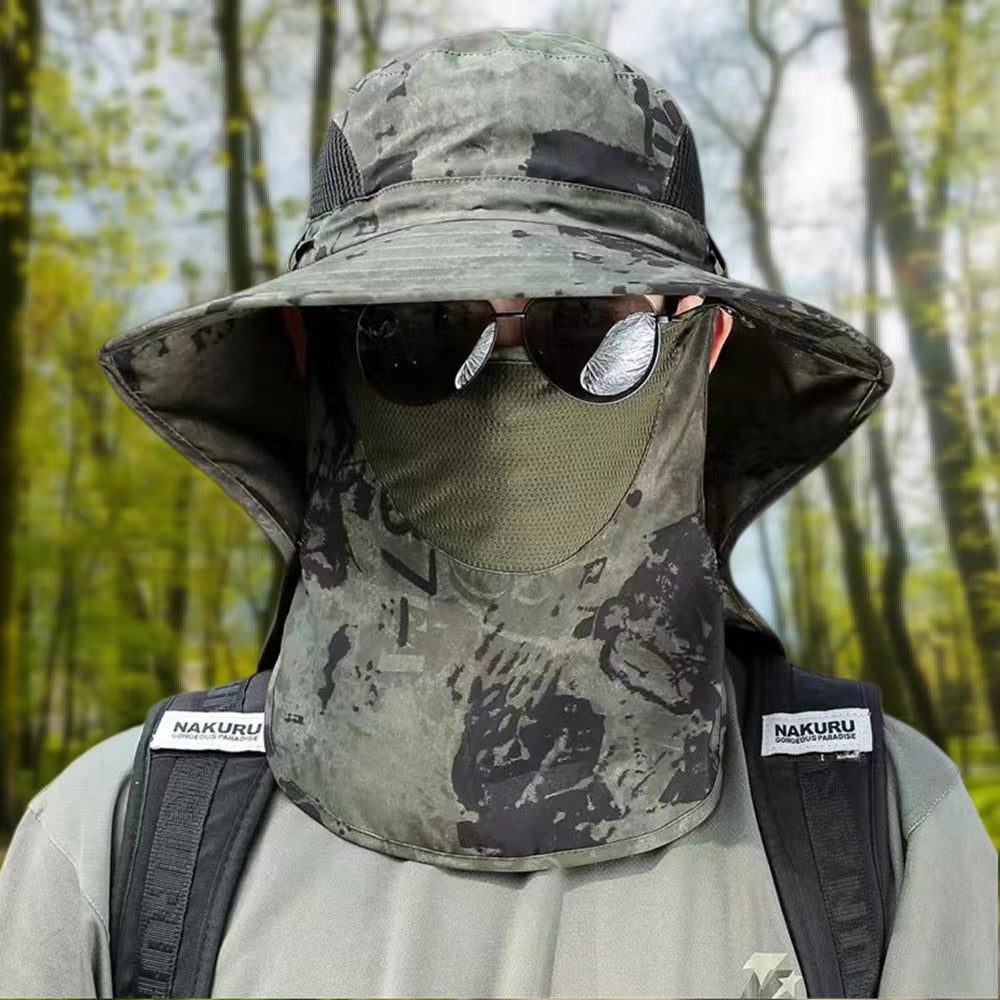 Sun Protection Fishing Hat - Removable Face Cover & Neck Flap