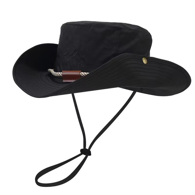 Wide-Brim Boonie Fishing Hat - UPF Sun Shade, Chin Strap