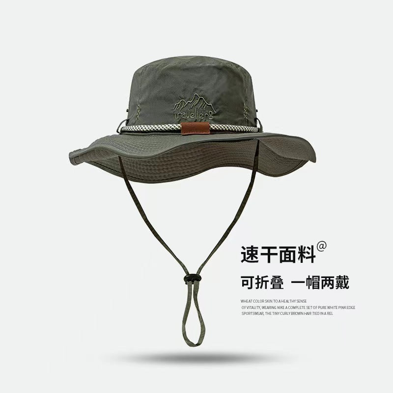 Wide-Brim Boonie Fishing Hat - UPF Sun Shade, Chin Strap