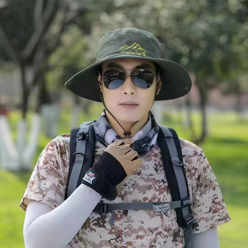Wide-Brim Boonie Fishing Hat - UPF Sun Shade, Chin Strap