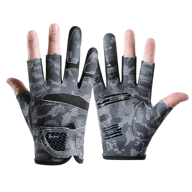 Fishing Gloves — 3-Cut Finger, UV Sun Protection & Anti-Slip