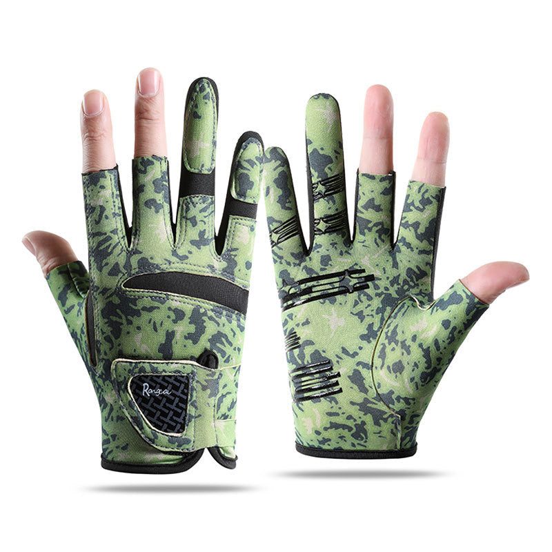 Fishing Gloves — 3-Cut Finger, Sun-Block & Non-Slip Grip