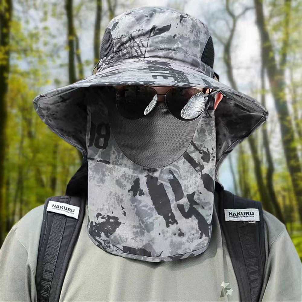 Sun Protection Fishing Hat - Removable Face Cover & Neck Flap