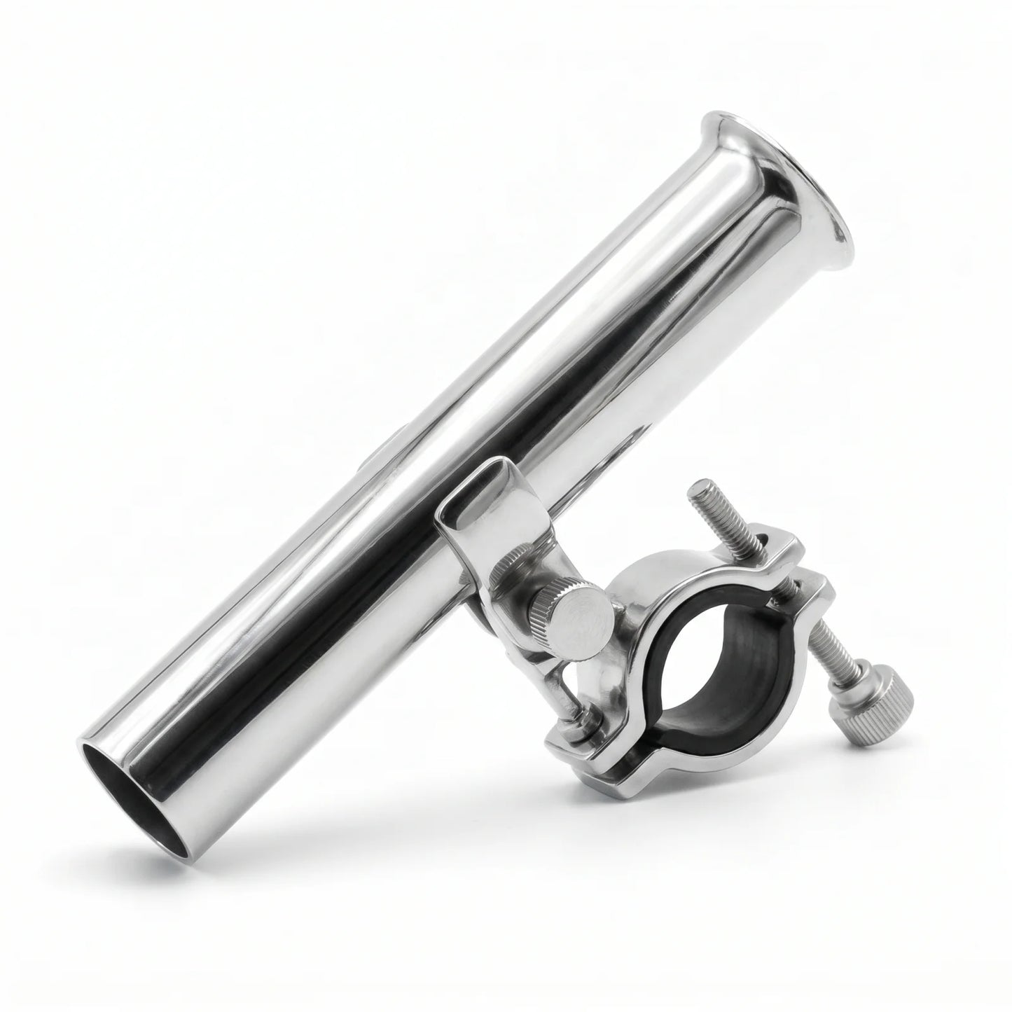 Stainless clamp-on fishing rod holder