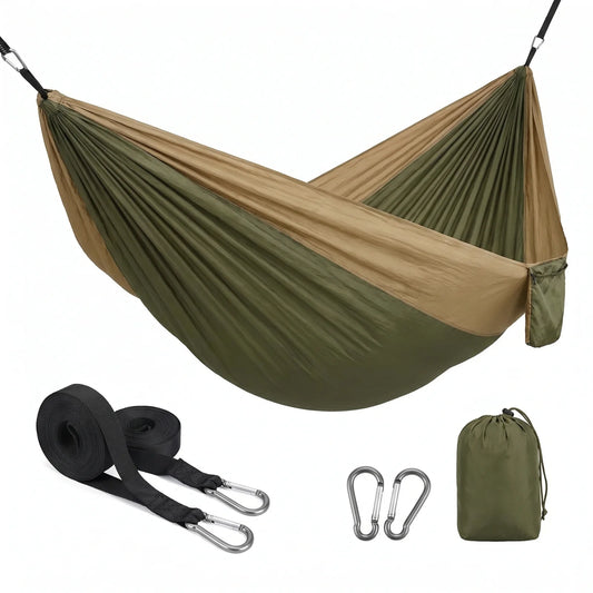 Double camping hammock with straps